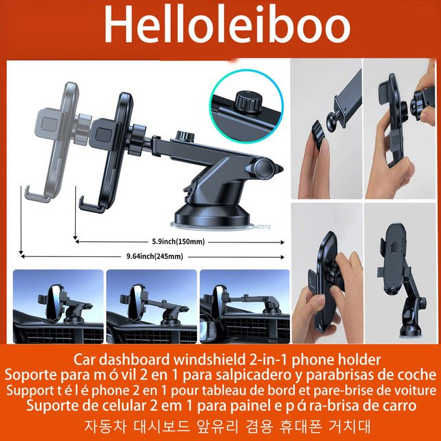 HELLOLEIBOO Auto-Handyhalterung mit Schwerkraftbefestigung für iPhone, Xiaomi und Samsung, Schwarz, für Armaturenbrett, Windschutzscheibe und Lüftungsschlitze - Bild 1