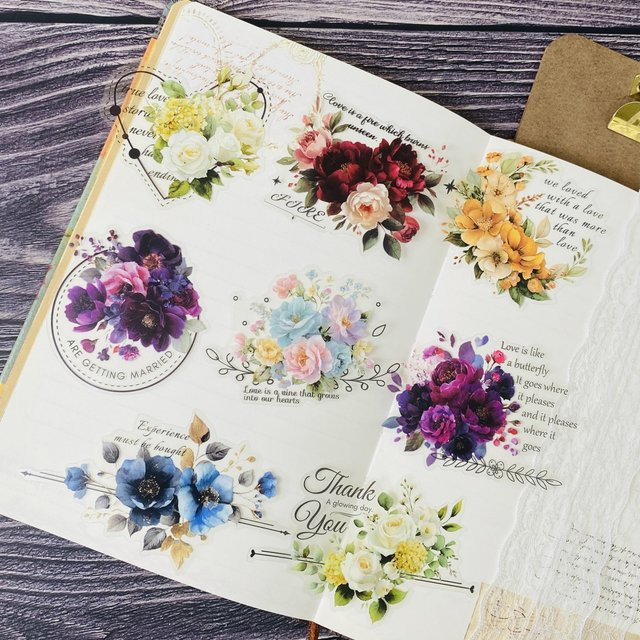 15-teiliges PET-Aufkleber-Set mit Blumenmotiv in Multicolour für Scrapbooking und Dekoration - Bild 1