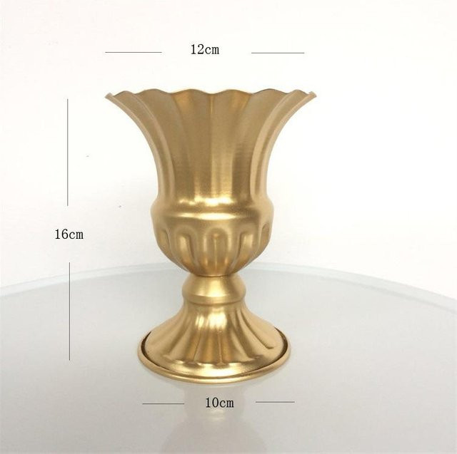 Retro Schmiedeeisen Blumentopf von Yiran Furniture in Gold für Hochzeitsdekoration und Trockenblumen, H: 16,0 cm, B: 12,0 cm, T: 12,0 cm - Bild 1