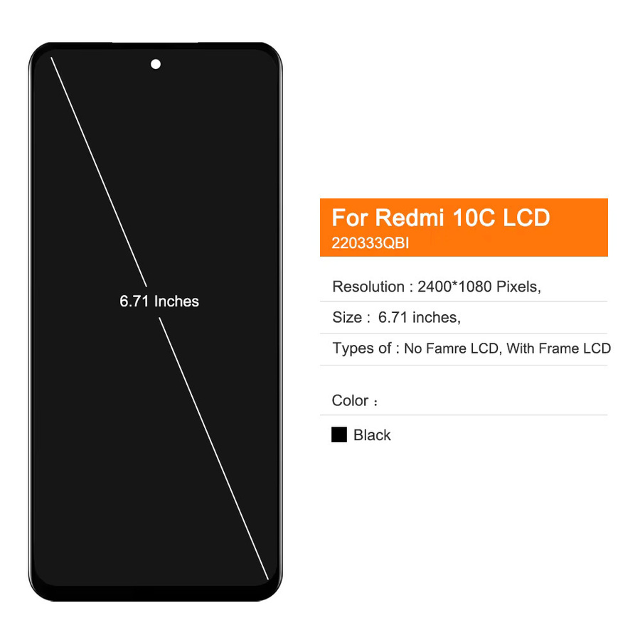 QAG LCD Display Touchscreen Digitizer Montage für Xiaomi Redmi 10C, 6,71 Zoll, Schwarz - Bild 5