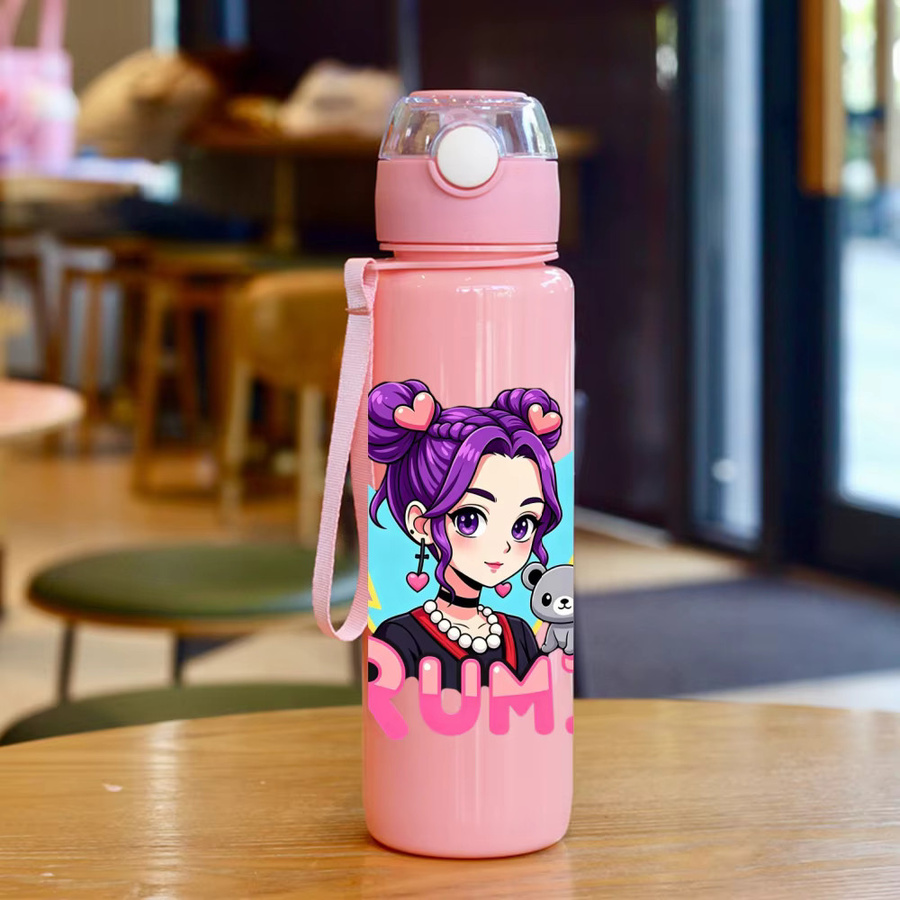 Hasbro Trinkflasche für Mädchen mit 3D-Cartoon-Design in Lila, auslaufsicher und tragbar mit Trageriemen - Bild 2