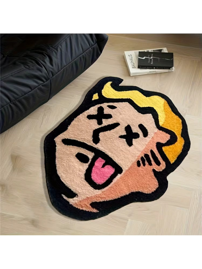 VIKAMA Teppich mit Alien-Muster in Multicolour, rutschfeste Bodenmatte für Wohnzimmer, Schlafzimmer und Flur, B/T: 60 x 50 cm - Bild 6