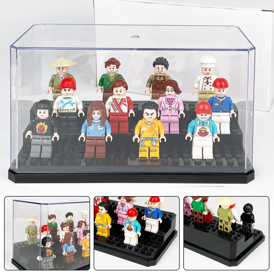 Yiran Minifiguren Vitrine aus transparentem Acryl, stapelbare und staubdichte Aufbewahrungsbox für Bausteine, Höhe: 18 cm - Bild 4