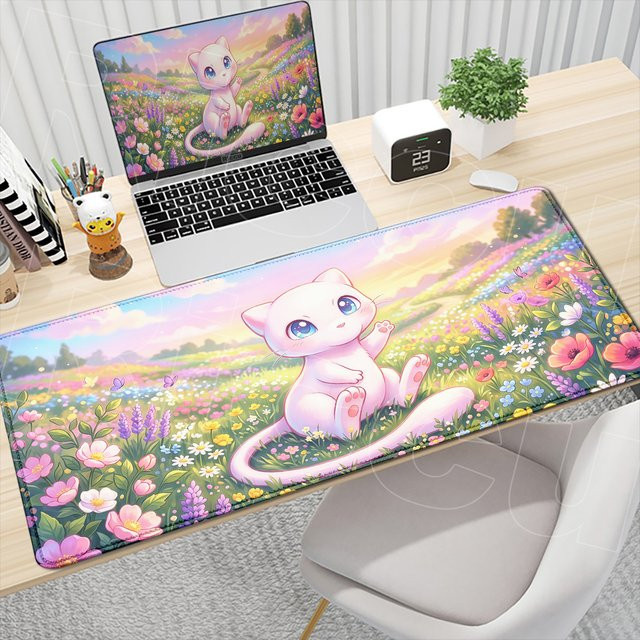 Potdemiel Mauspad mit Mewtwo Anime Motiv in Multicolour, rutschfeste Tastaturmatte für Gaming und Büro - Bild 1