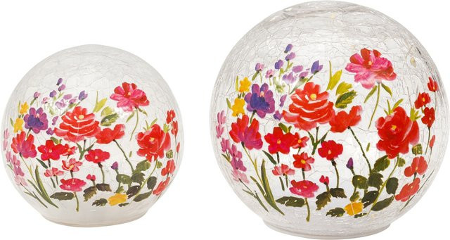 LED-Glaskugel-Set Blumenmeer von viva domo in Transparent und Multicolour mit floralem Design - Bild 1