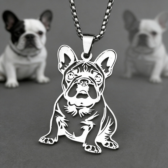 EREBUS Halskette Edelstahl, Silber, Französische Bulldogge, Unisex - Bild 1