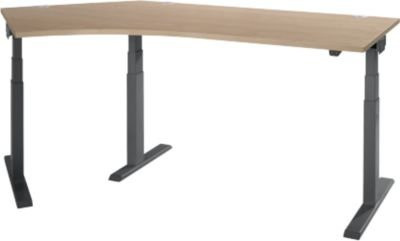 Schäfer Shop Select Winkelschreibtisch ERGO-T 2.0, elektrisch höhenverstellbar, 135° Winkel links, T-Fuß, Eiche-Dekor/anthrazit, Breite: 218,5 cm - Bild 1