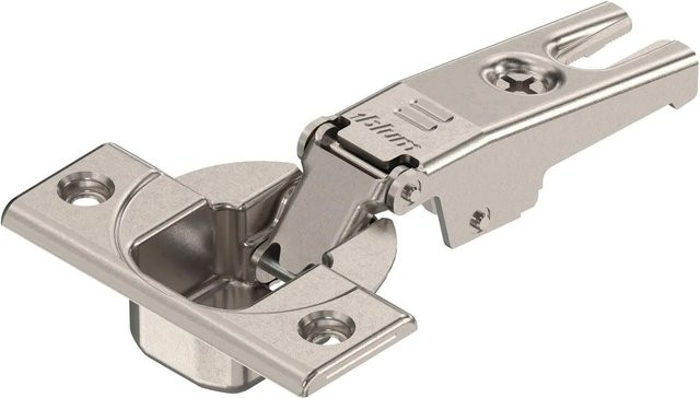 Blum Kühlschrankscharnier Modul für Schlepptüren mit 95 Grad Öffnungswinkel, Feder und Schrauben, vernickelt in Silber - Bild 1