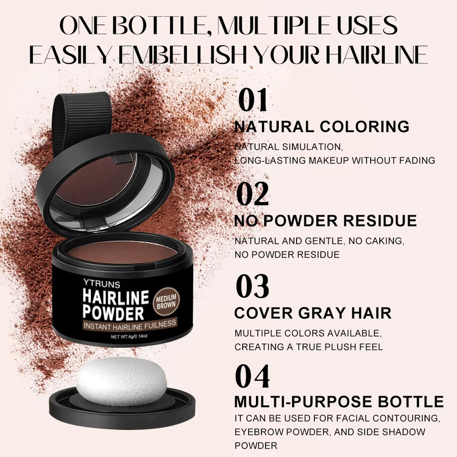 YTRUNS Haarlinienpuder, Mittelbraun, 4g, Unisex - Bild 4