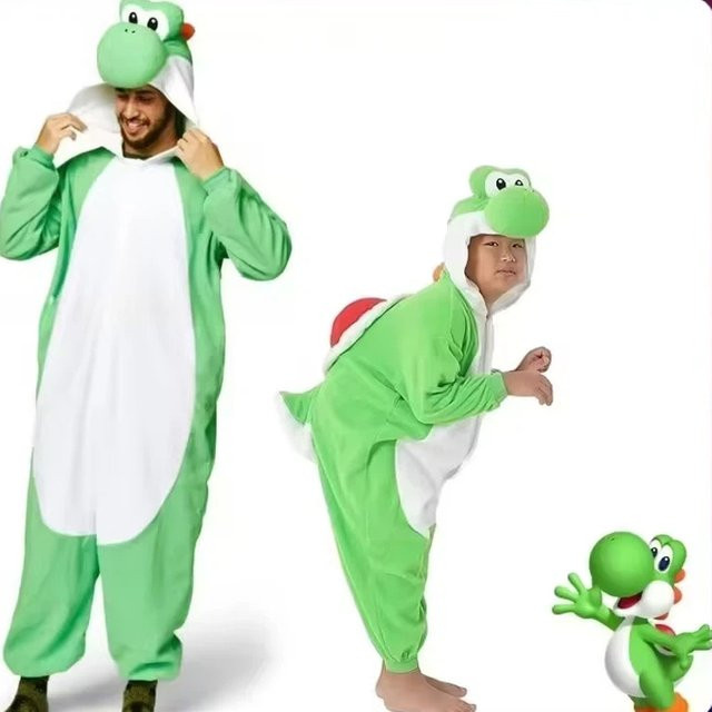 Bandai Yoshi Erwachsenen-Onesie Pyjama, Kawaii Cartoon Anime-Charakter Cosplay Schlafanzug Jumpsuit Loungewear - Bild 1