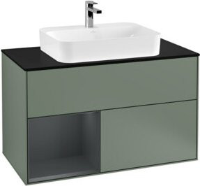 V&B Finion Waschtischunterschrank mit LED-Beleuchtung und Regalelement, Wandmontage, Breite: 100 cm - Bild 1