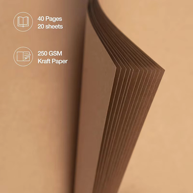 DIY Scrapbook Album Hardcover aus Kraftpapier mit 20 Blättern und 40 Seiten in Braun und Pink, 20,32 x 20,32 cm - Bild 3