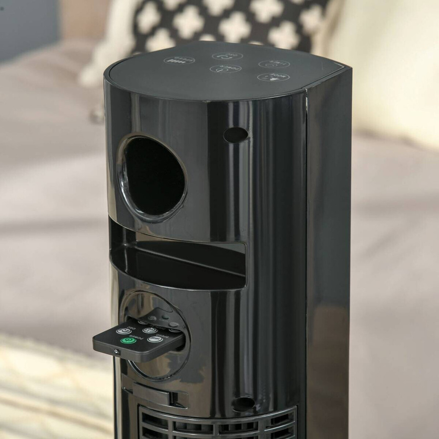 HOMCOM Turmventilator in Schwarz aus Kunststoff und Edelstahl mit Fernbedienung, Timer und Oszillation, B/T/H: 31,5 x 31,5 x 117 cm - Bild 5