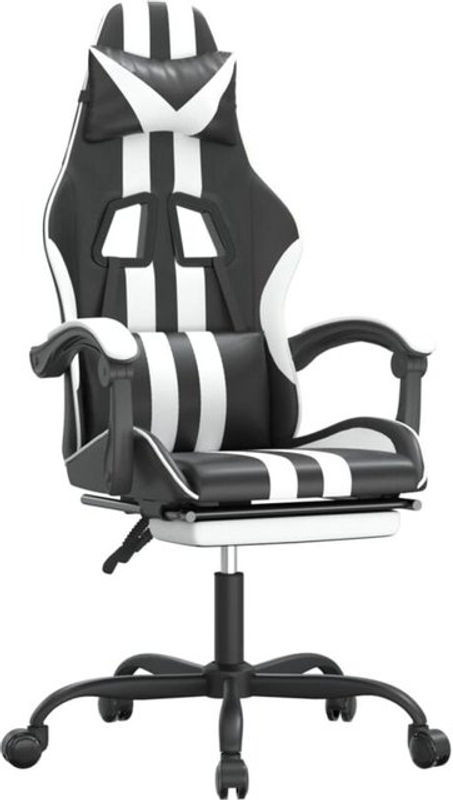 vidaxl Gamingstuhl mit Fußstütze aus Kunstleder in Schwarz/Weiß - Bild 1