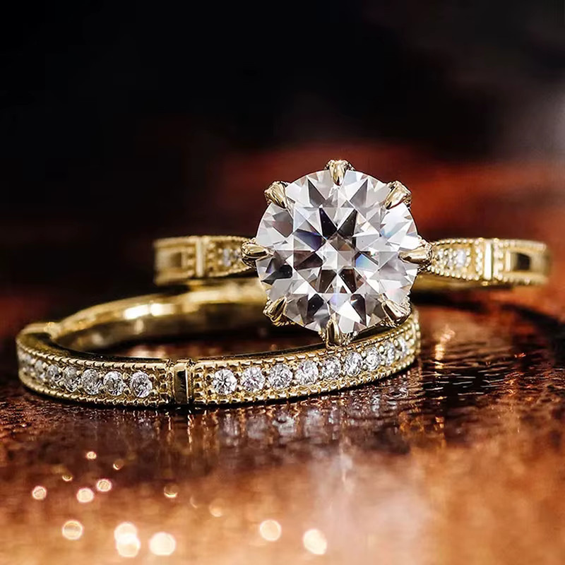Huitan Ringe Set, Gold, Kristall, Zirkonia, Damen - Bild 2