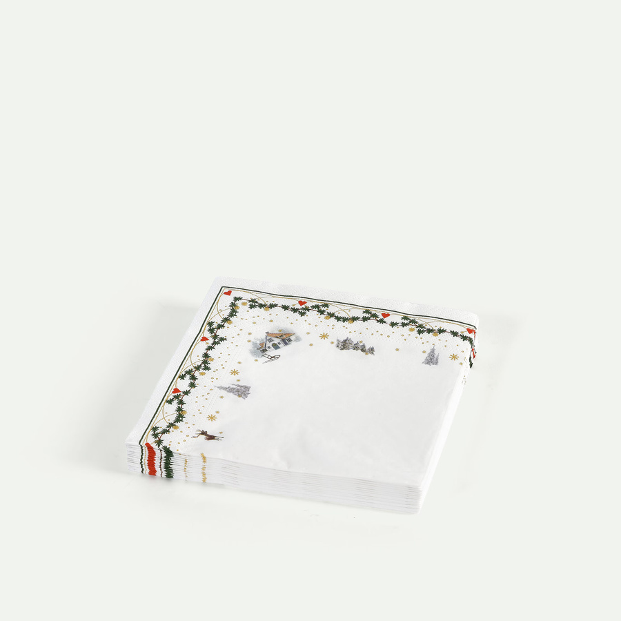 Julminnen Weihnachtservietten mit Sternen in Gold und Weiß, 20er-Pack, B/B: 33 x 33 cm - Bild 1