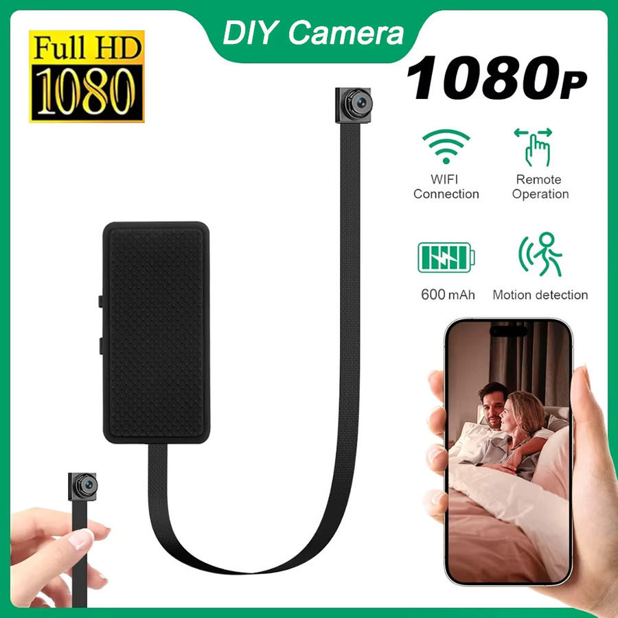 CUGUU WLAN Minikamera 1080P HD Tragbarer Videorekorder mit Fernüberwachung und Endlosaufnahme in Schwarz - Bild 2