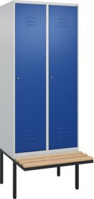 C+P Spind Classic PLUS Garderobenspind mit Sitzbank, 2 Abteile, Zylinderschloss, 4 Garderobenhaken, B/T/H: 212 x 80 x 81,5 cm - Bild 1