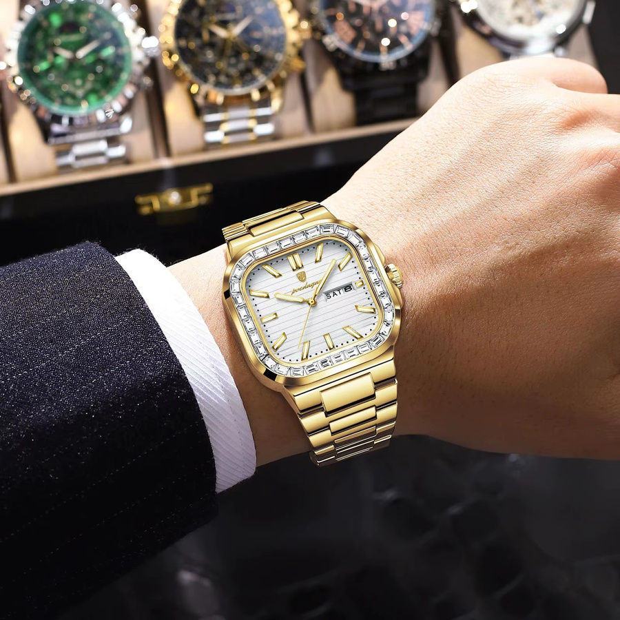 POEDAGAR Armbanduhr Edelstahl, Quarz, Silber, Herren - Bild 6
