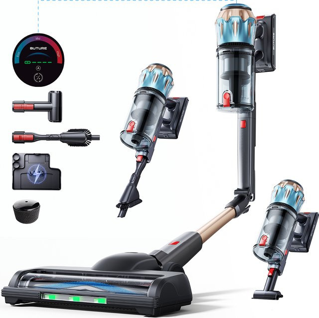 BUTURE S20 Kabelloser Stielstaubsauger mit 75KPa Saugkraft, 650W Motor, 90 Minuten Laufzeit, Smart-Display und freistehender Ladestation für Tierhaare und Teppiche - Bild 1