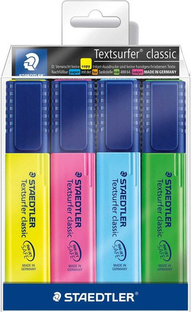 Staedtler Textmarker 4er Set Multicolor mit Keilspitze
