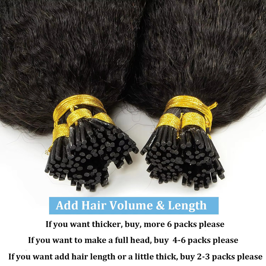 Happy Monday Itip Real Fusion Echthaarverlängerung Kinky Straight, 1B, Keratin - Bild 4
