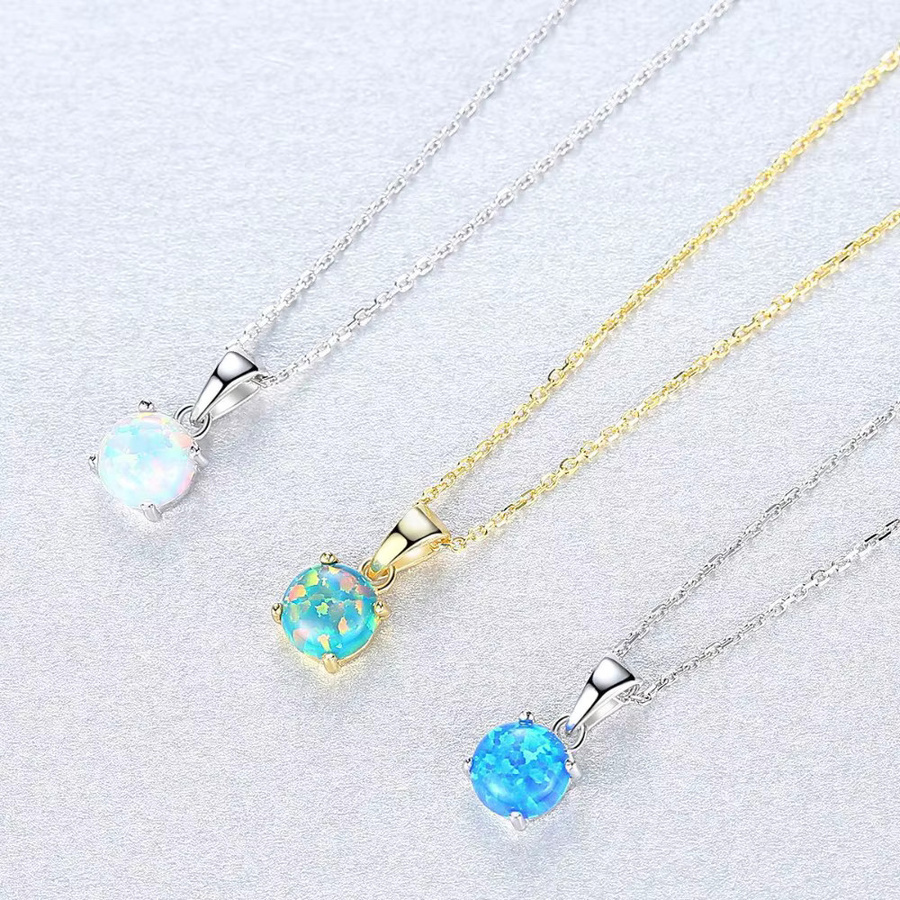 Trumium Halskette, 925 Silber, Opal, Damen - Bild 1