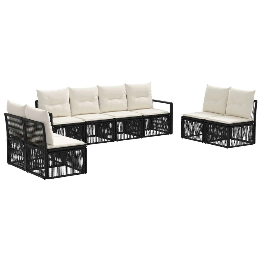 vidaXL Gartensofa-Set 8-teilig in Schwarz aus Poly-Rattan mit L-Form und Polsterkissen - Bild 2