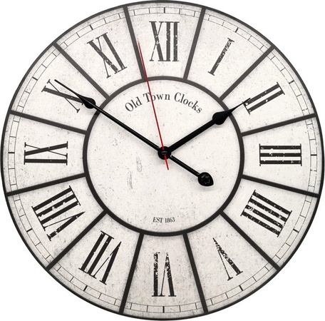 K&L Wall-Art Wanduhr analog in Vintage-Optik mit römischen Zahlen, Durchmesser: 40 cm, Schwarz-Weiß