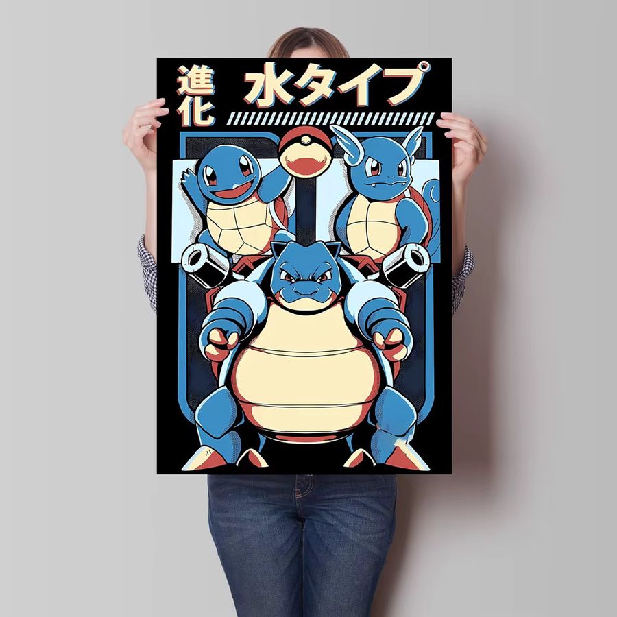 TAKARA TOMY Pokemon Leinwand Poster mit Charizard und Blastoise in Multicolor als moderne Wanddekoration im Portraitformat - Bild 2