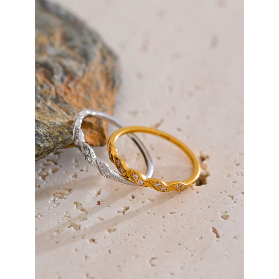 Yhpup Ring, Edelstahl, Zirkonia, Unisex - Bild 1