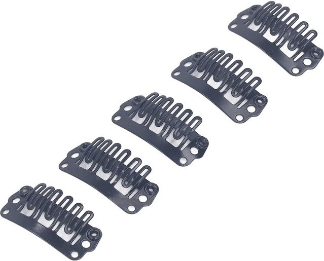 Shoemst Perückenclips U-Form, 100 Stück, Edelstahl, Schwarz, 2,3 cm - Bild 1