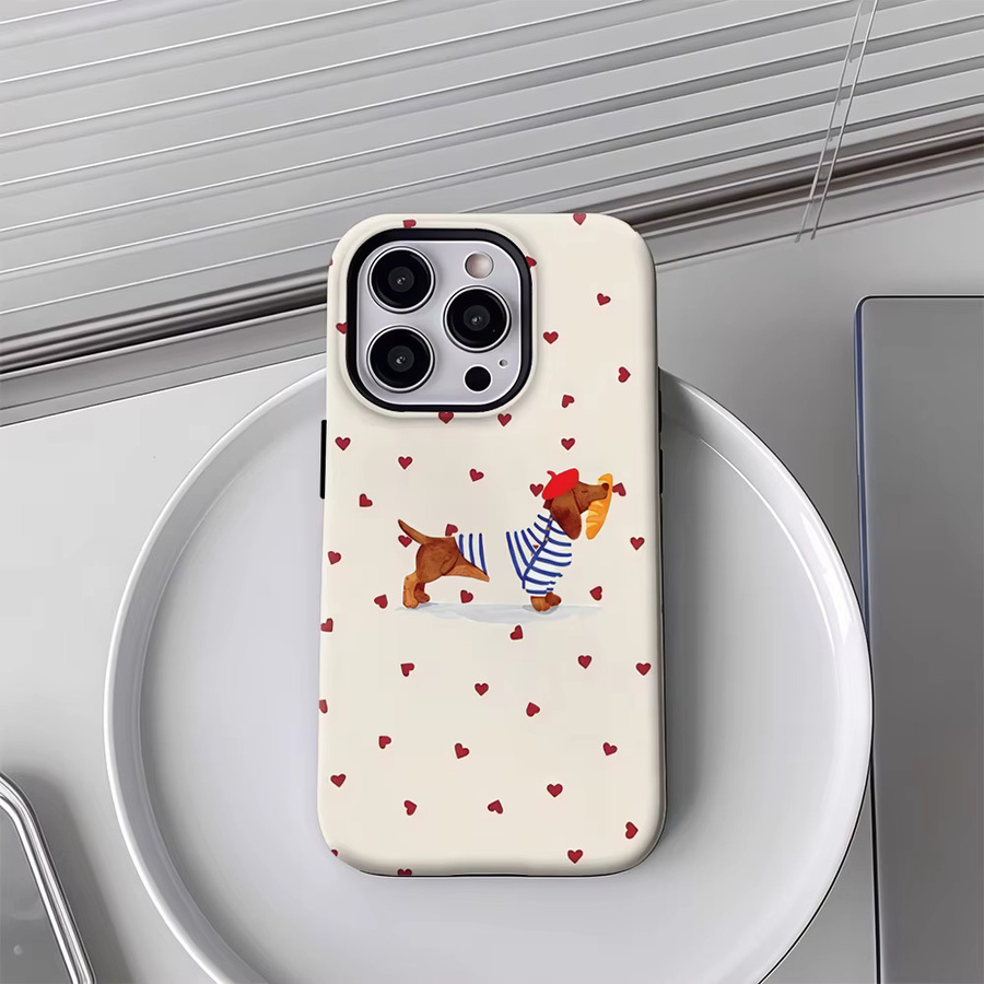 Magnetische Handyhülle mit Französischer Dackel Motiv für iPhone 17 16 15 14 13 Pro Max Plus, robuste Doppel-Schicht-Schutzhülle, Multicolor - Bild 2