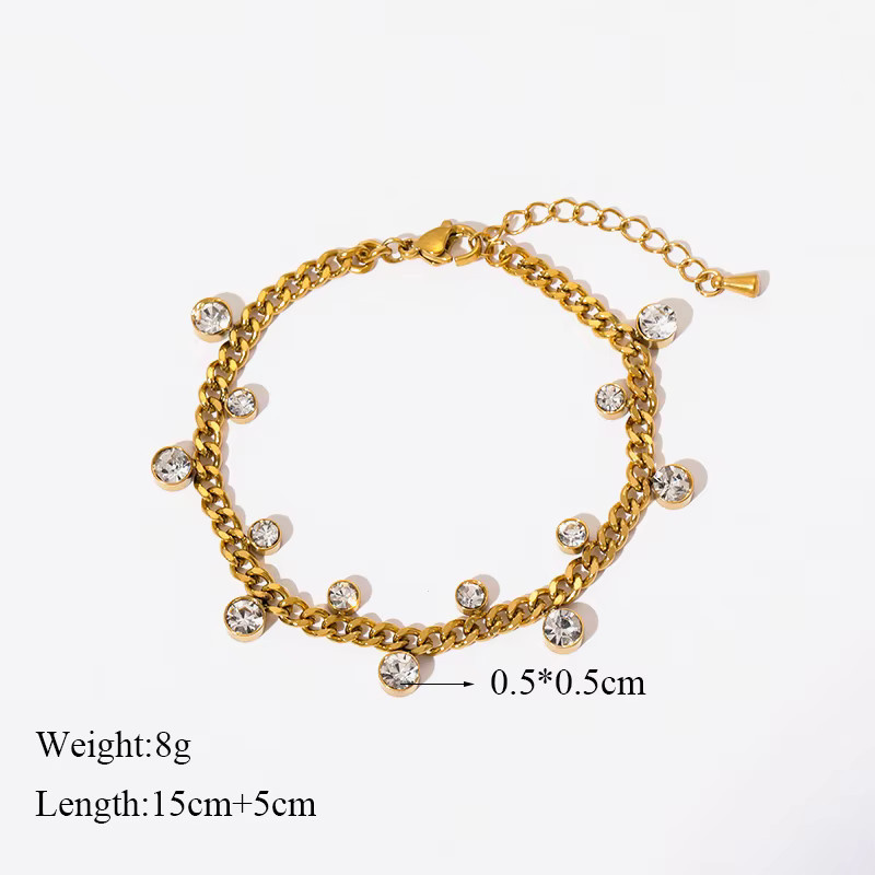 Eilieck Schmuck Set, Halskette und Armband, Edelstahl, Gold, Zirkonia, Damen - Bild 2