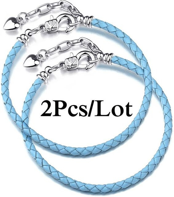 FASHION A JEWELRY Leder-Kettenarmband, Edelstahl, Weiß, Unisex, 21cm - Bild 1