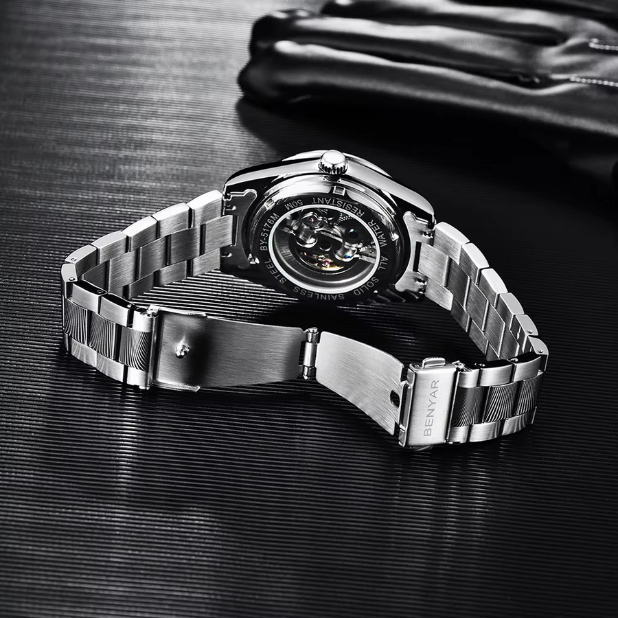 BENYAR Armbanduhr Automatik, Edelstahl, Blau, Herren - Bild 4