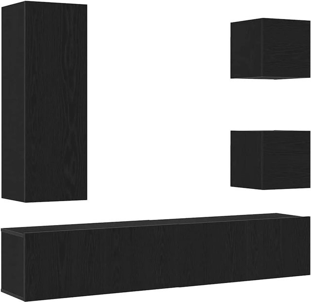 vidaXL TV-Schrankset 6-teilig modern Schwarz, B/T/H: 160 x 30 x 30,5 cm - Bild 1