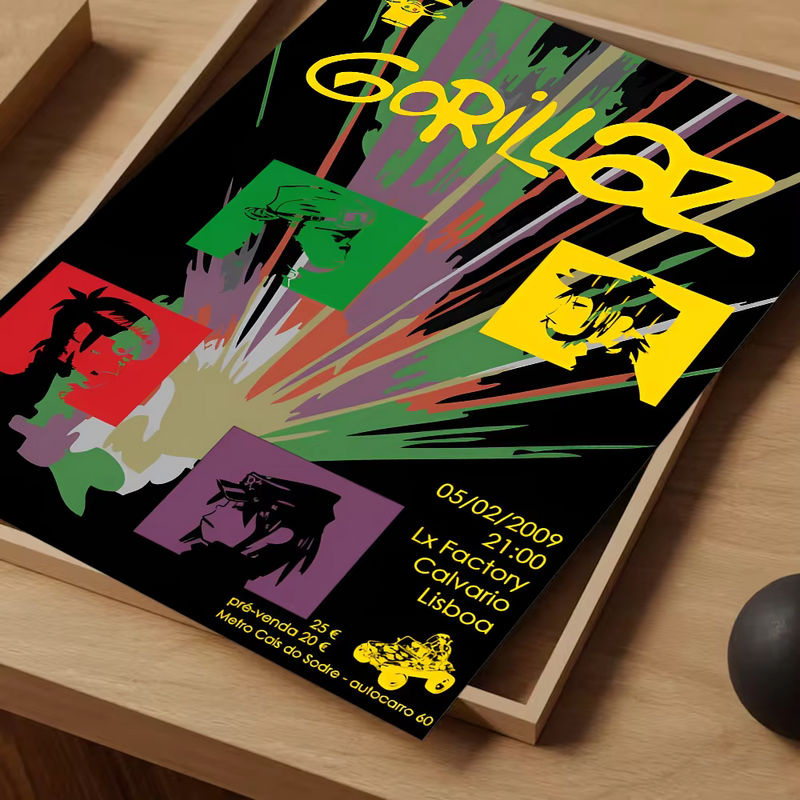 Gorillaz Hip Pop Poster in Weiß und Mehrfarbig, Hochformatiges Wandkunst-Poster aus Papier für deine Wanddekoration - Bild 2