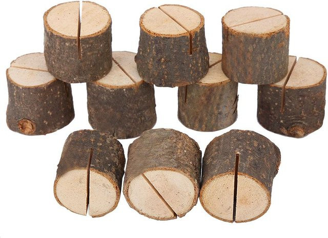 CosyHome 10er Set Holz Kartenhalter für Hochzeit und Party in Braun - Bild 1