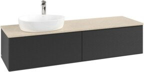 V&B Waschtischunterschrank Antao mit Frontstruktur, Wandmontage, Blau, B/T: 160 x 50 cm - Bild 1
