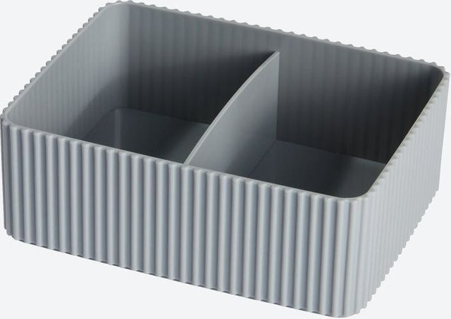 NKD Organizer mit Trennfächern aus Kunststoff, grau, stapelbar, Breite: 16,2 cm, Tiefe: 12,5 cm, Höhe: 5,6 cm - Bild 1