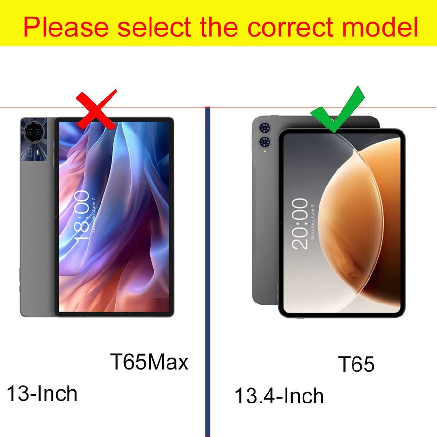 YOUQEEC Funda für Teclast T65 2025, 13,4 Zoll Tablet-PC-Hülle mit harter Rückseite und dreifach faltbarem Stand, Schwarz - Bild 2