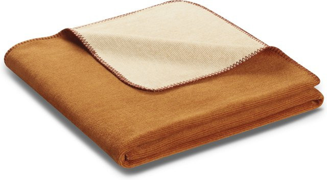 Biederlack Wohndecke Melange Doubleface in Orange und Beige, B/B: 200 x 150 cm - Bild 1