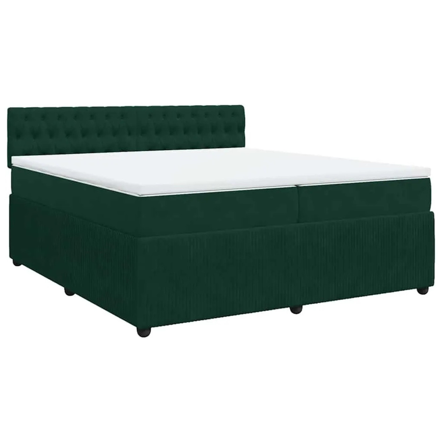 vidaXL Boxspringbett mit Matratze Dunkelgrün aus Samt, Hybrid-Design mit Taschenfederkern, B/T: 200 x 200 cm - Bild 2