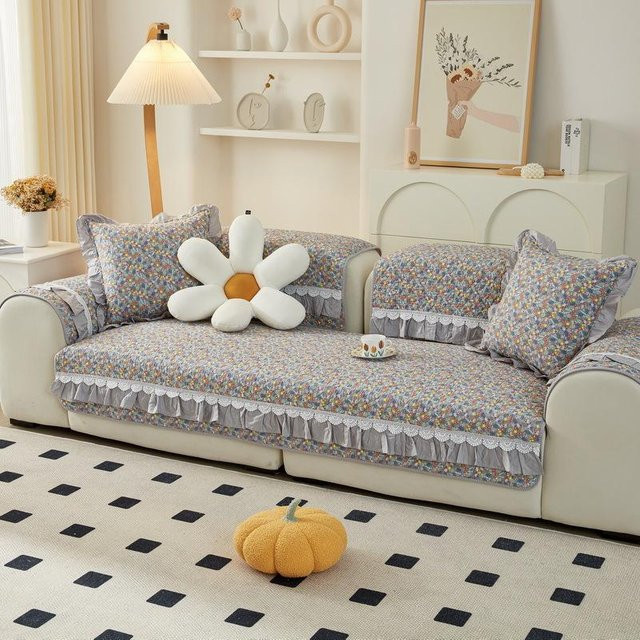 Universeller Sofabezug mit floralem Muster aus Baumwolle und Polyester, Mehrfarbig, B/T: 70 x 70 cm - Bild 1