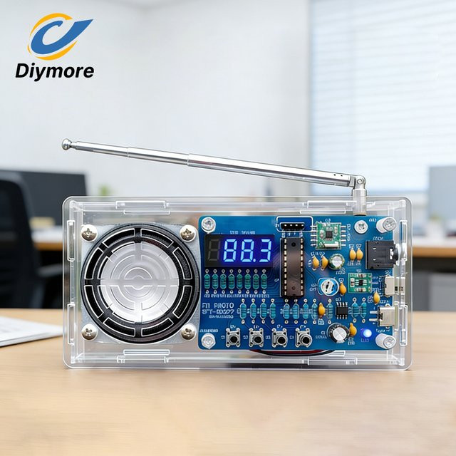 DIY FM-Radio-Bausatz von diymore mit verstellbarer Antenne, digitaler Anzeige und USB-C Stromversorgung, Multicolor - Bild 1
