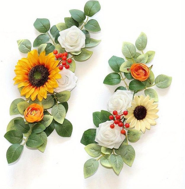 2er-Set ZAAA Florale Dekoration für Hochzeits-Willkommensschilder und Wanddekoration, Mehrfarbig, Textil - Bild 1
