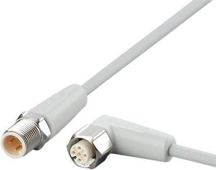 ifm electronic Verbindungsleitung EVF445 grau, Stecker gerade und Buchse gewinkelt, 4-polig, 3 m Länge - Bild 1