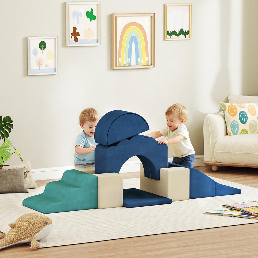 AIYAPLAY Schaumstoff Bausteine XXL Softbausteine 7-teiliges Set Dunkelblau - Bild 2
