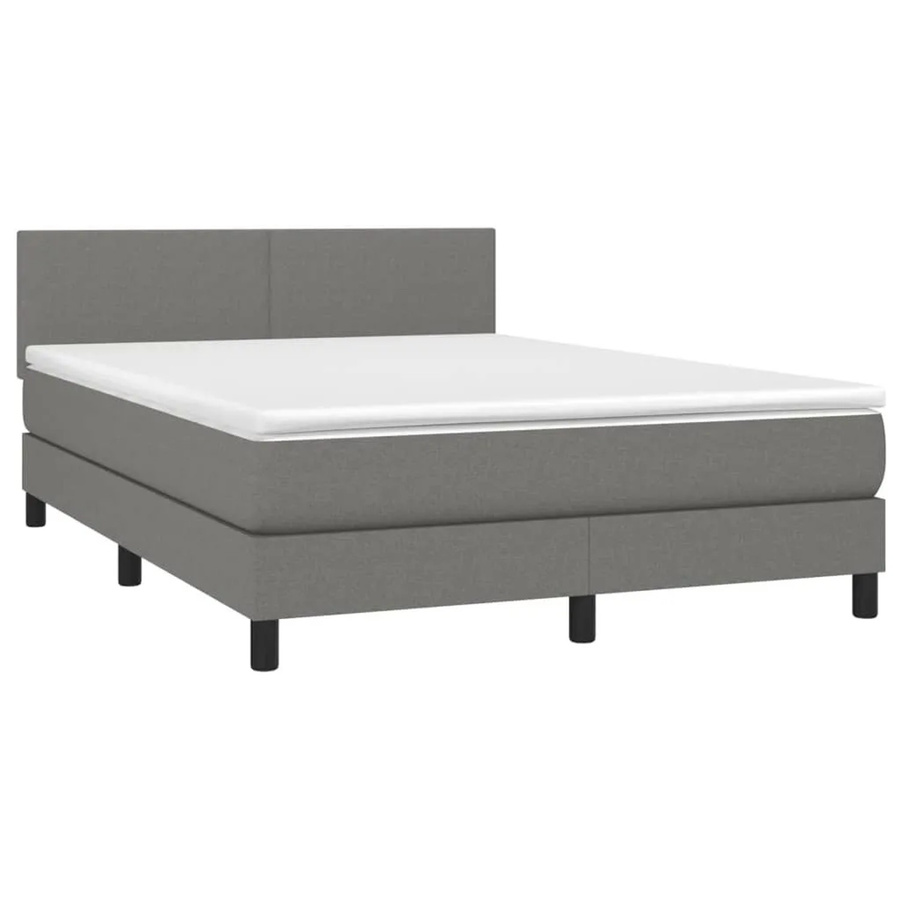 vidaXL Boxspringbett mit Matratze in Dunkelgrau und Weiß, Hybridbett mit LED-Unterbettbeleuchtung und USB-Ladeport, B/T: 140 x 190 cm - Bild 2